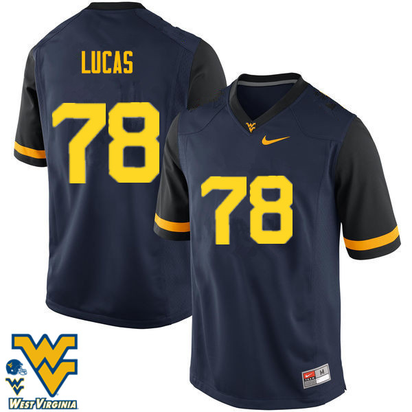 Men #78 Marquis Lucas West Virginia Mountaineers College Football Jerseys-Navy